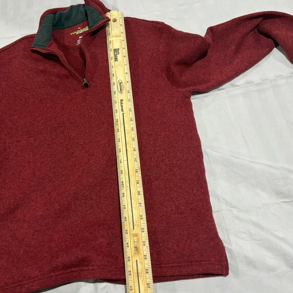 Haggar In Motion Mens Knit Sweater Size M Fleece Long Sleeve 1/4 Zip Red - Picture 4 of 5